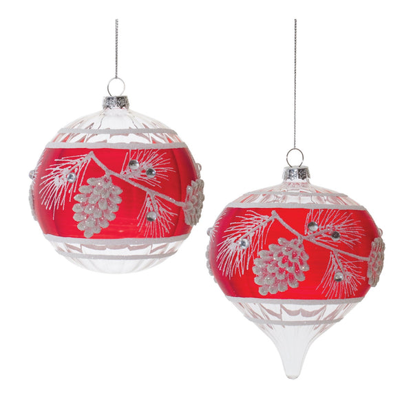 Glittered Glass Pinecone Ornament (Set of 6)