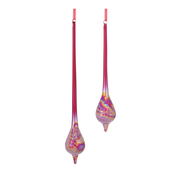 Irredescent Glass Drop Ornament (Set of 12)