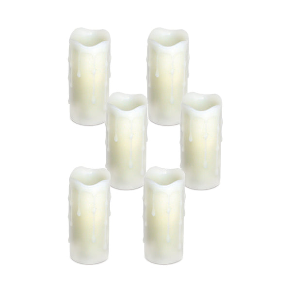 Melrose LED Dripping Wax Pillar Candles (Set of 6)