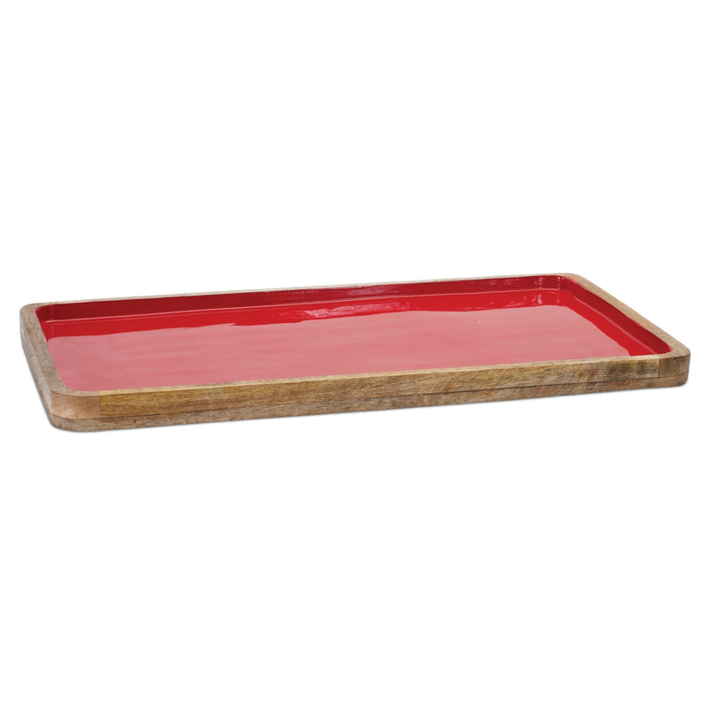 Melrose Red Wooden Tray (Set of 2)