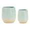 Melrose Two-Tone Porcealin Planter with Leaf Design Set of 2 Planter, Porcelain