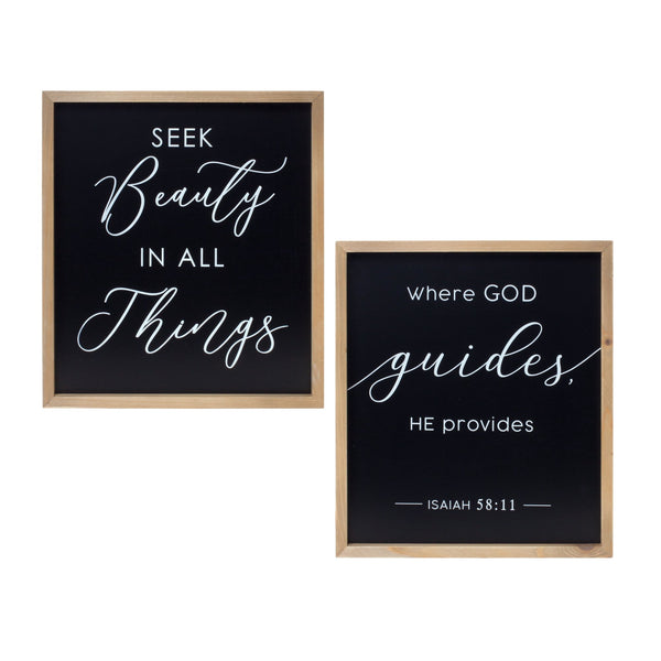 Melrose Framed Beauty and God Plaque Wall Decor, Wood