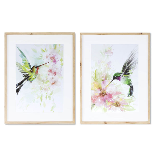Melrose Framed Hummingbird Print Wall Decor, Wood