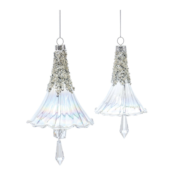 Beaded Irredescent Glass Bell Ornament (Set of 6)