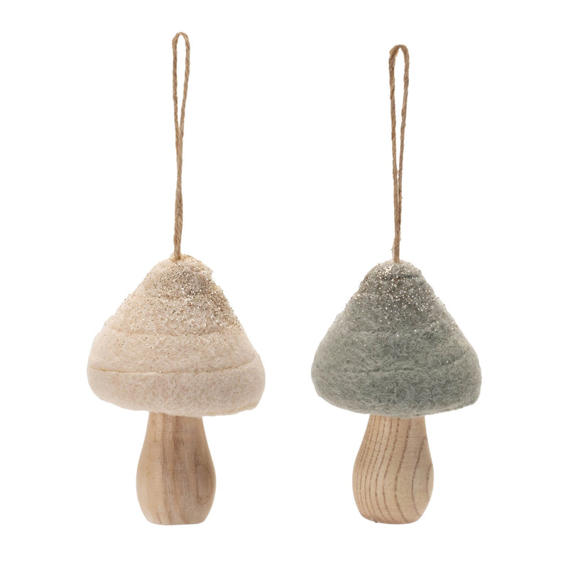 Melrose Felt Fabric Mushroom Ornament (Set of 12)