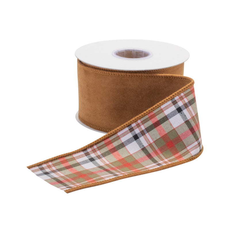 Melrose Burnt Orange Polyester Wired Ribbon (Set of 2)