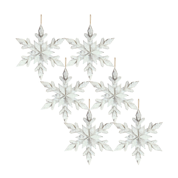 Melrose White Washed Wooden Snowflake Ornament (Set of 6)