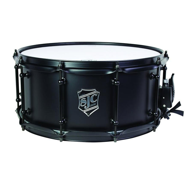 SJC Drums Alpha Black Steel Snare – 6.5"x14" - Flat Black Steel Shell