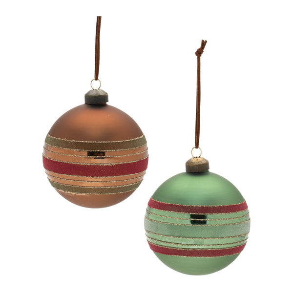 Melrose Striped Glass Ball Ornament (Set of 6)