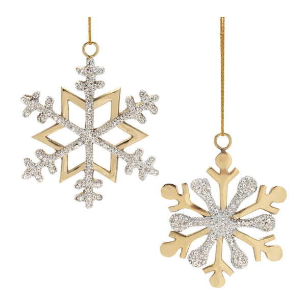 Melrose Jeweled Metal Snowflake Ornament (Set of 2)