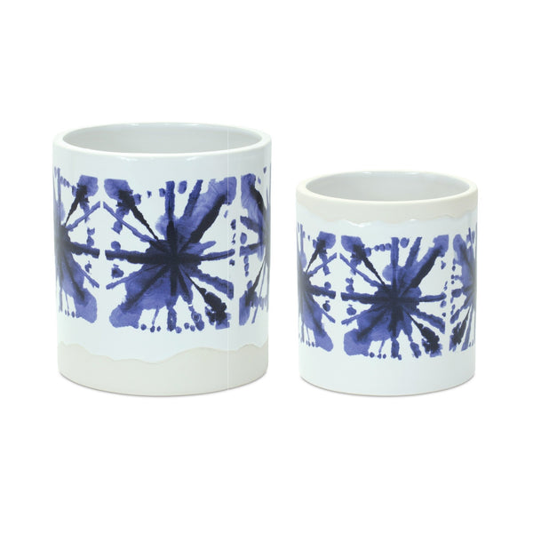 Melrose Tie-Dye Print Ceramic Pot Set of 2 Planter, Tie-Dye, Ceramic