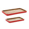 Melrose Red Trimmed Wooden Tray (Set of 2)