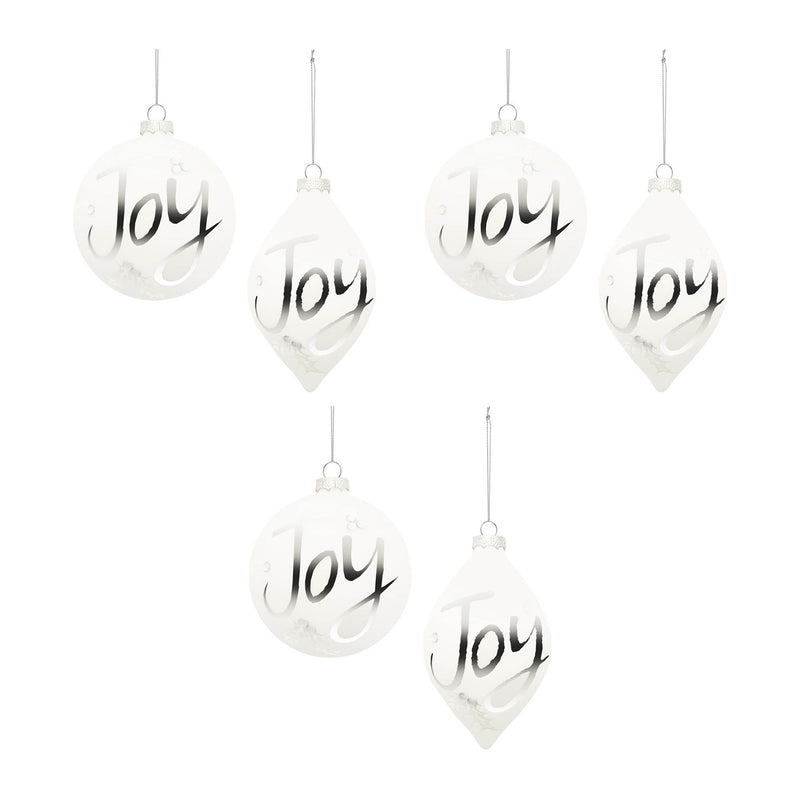 Melrose Frosted Glass Joy Ornament (Set of 6)