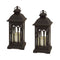 Melrose Black Metal Lantern with LED Candle (Set of 2)