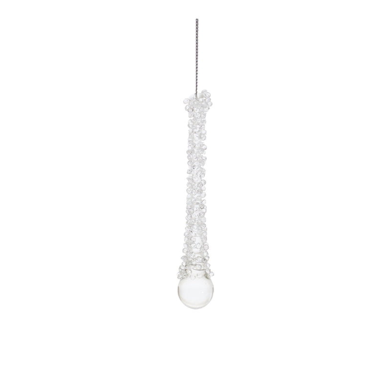 Melrose Clear Beaded Glass Icicle Drop Ornament (Set of 12)
