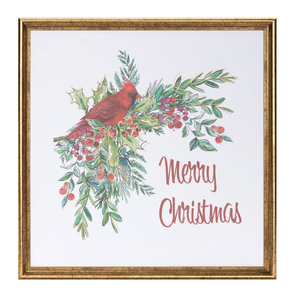 Melrose Framed Merry Christmas Cardinal Print 16"SQ