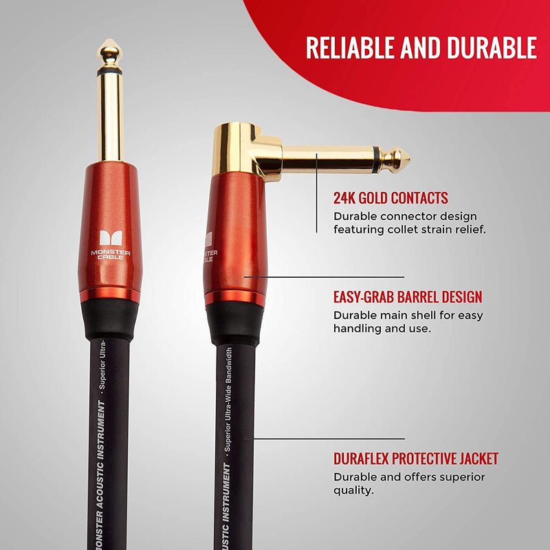 Monster Prolink 12' Acoustic Straight/Right Angle Instrument Cable New Open Box