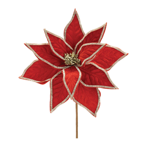 Melrose Jeweled Pointsettia Flower Stem (Set of 2)