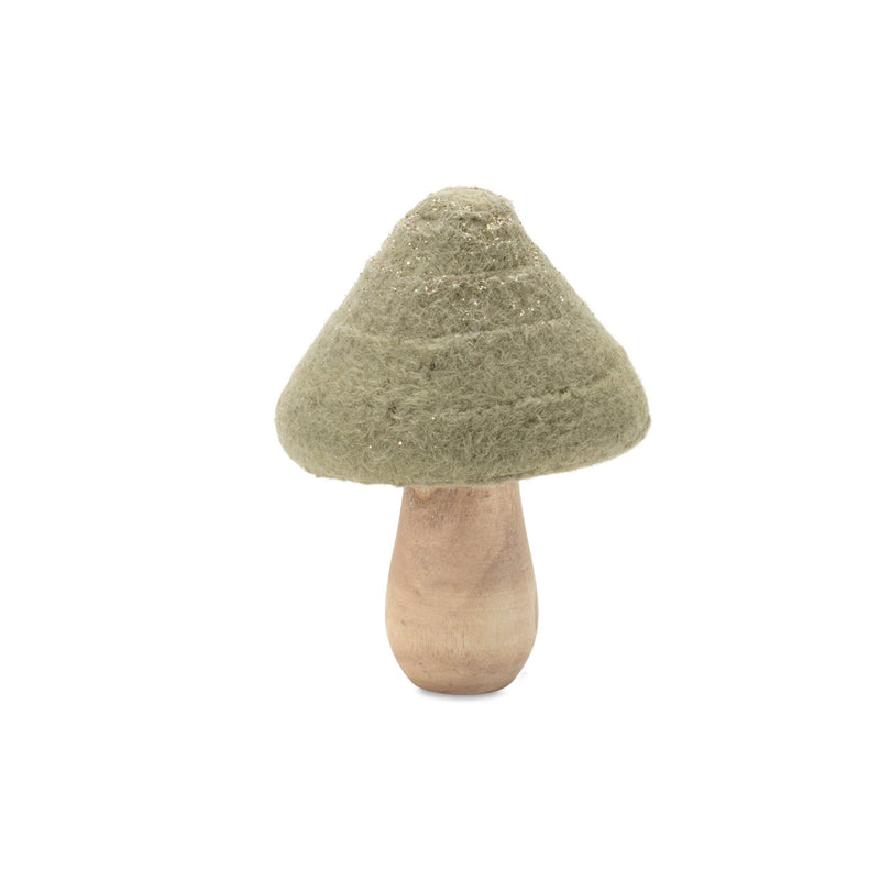 Melrose Glittered Wool Mushroom Decor (Set of 2)