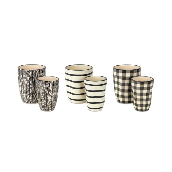 Melrose Wavy Patterned Planter or Vase Set of 6 Planter, Wavy Patterned