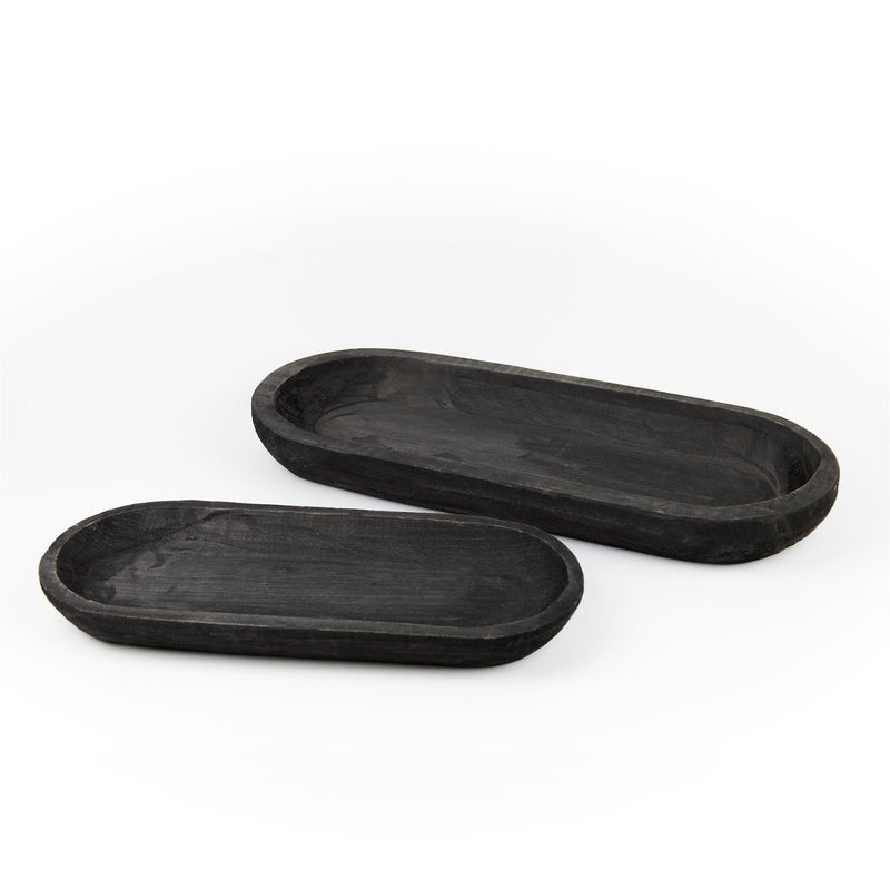 Melrose Wooden Dough Bowl Design Tray (Set of 2)