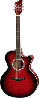 Jay Turser JTA-424QCET-RSB Acoustic Electric Guitar - Red Sunburst