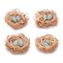 Melrose Twig Bird Nest with Eggs and Raffia (Set of 8)