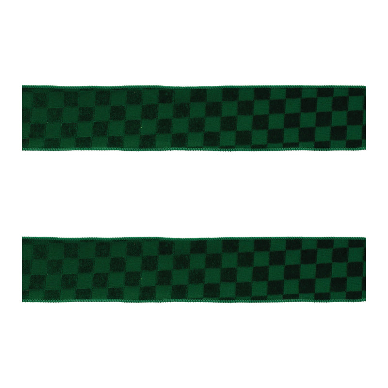 Melrose Checkered Texture Wired Ribbon (Set of 2)
