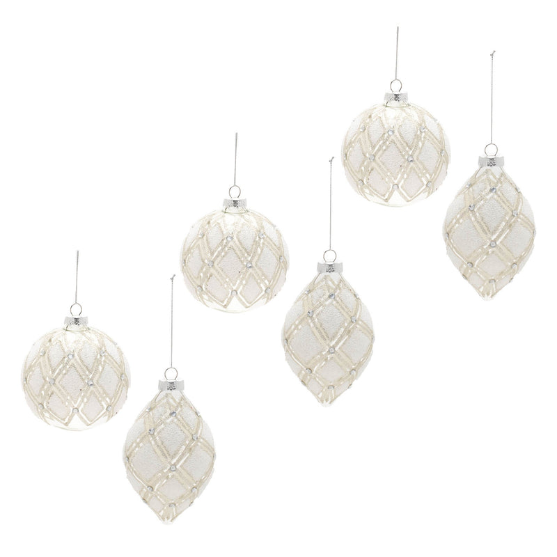 Melrose Jeweled Diamond Glass Ornament (Set of 6)