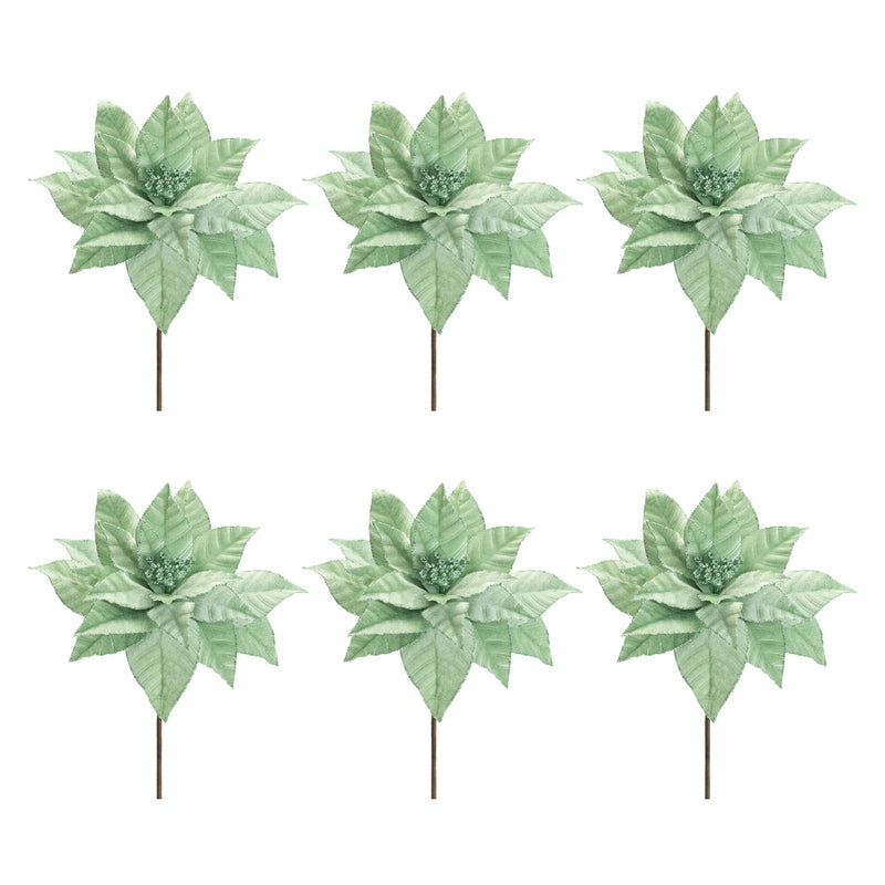 Melrose Glittered Poinsettia Flower Stem (Set of 6)