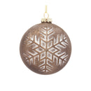 Melrose Bronze Glass Ball Ornament with Brushed Snowflake Design (Set of 4)