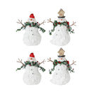 Melrose Terra Cotta Melted Snowman Family with Bird and Pine Accents (Set of 4)