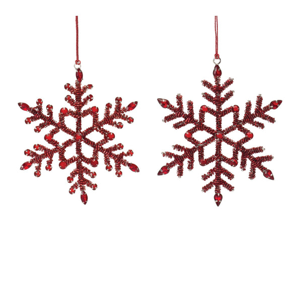 Jeweled Metal Snowflake Ornament (Set of 12)