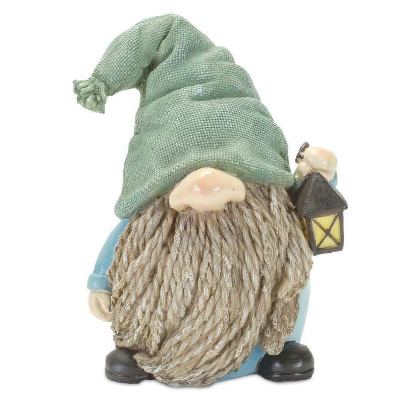 Melrose Stone Garden Gnome Figurine with Bird and Lantern Accent (Set of 4)