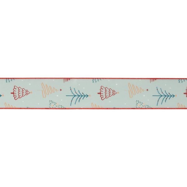 Melrose Christmas Tree Print Wired Ribbon (Set of 2)