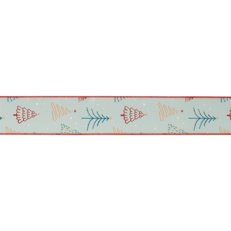Melrose Christmas Tree Print Wired Ribbon (Set of 2)