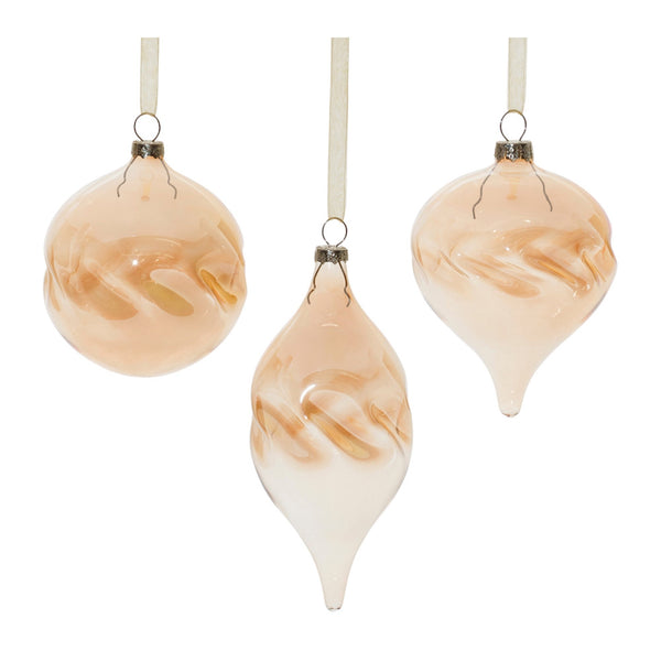 Amber Ombre Wavy Glass Ornament (Set of 12)