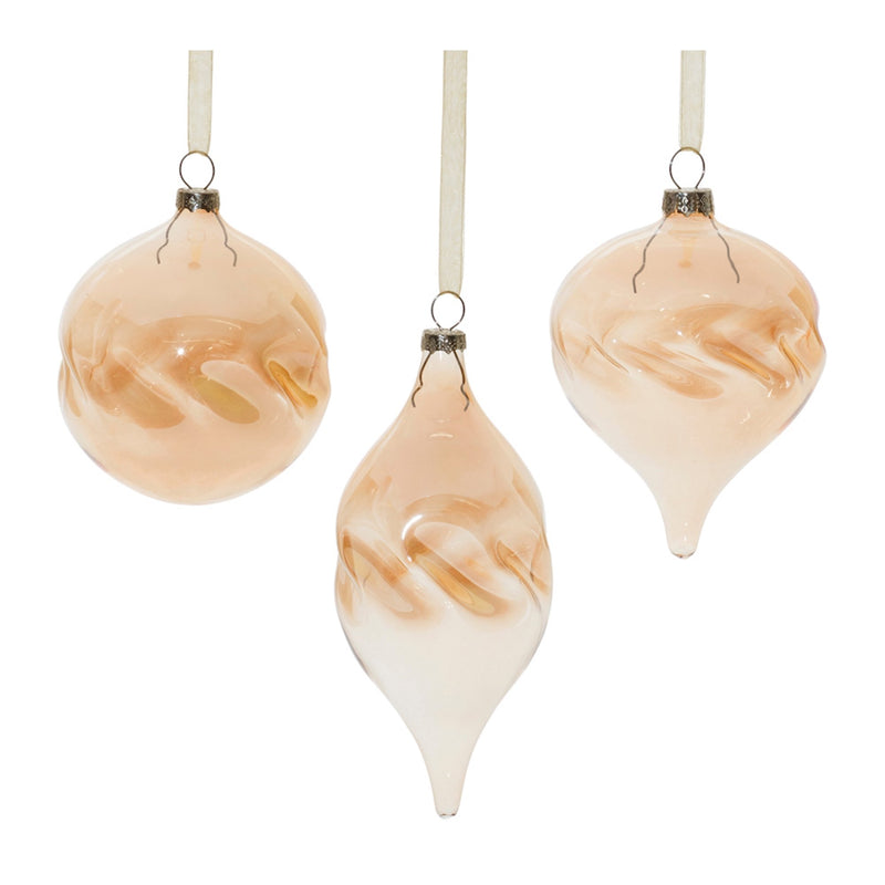 Amber Ombre Wavy Glass Ornament (Set of 12)