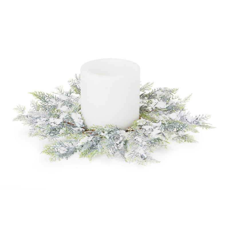 Melrose Flocked Cedar Wreath 15"D