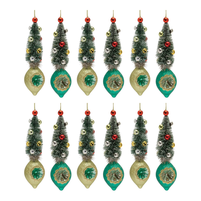 Pine Tree Reflector Drop Ornament (Set of 12)