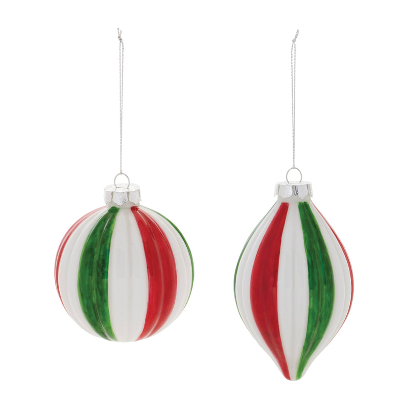 Melrose Ribbed Glass Ornament (Set of 12)