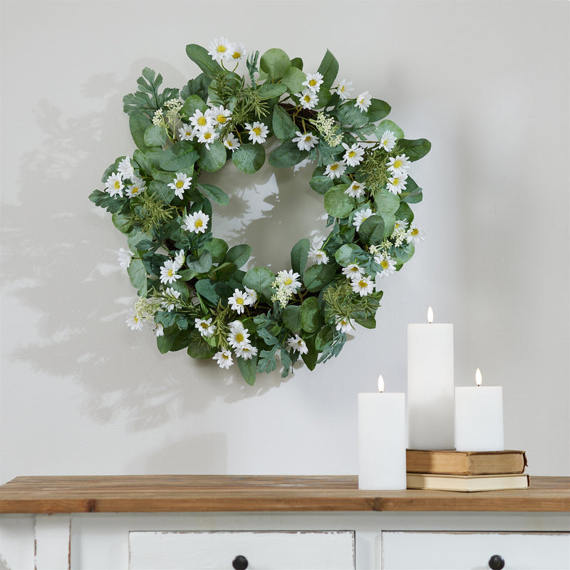 Melrose Mini Daisy and Foliage Wreath 22"D