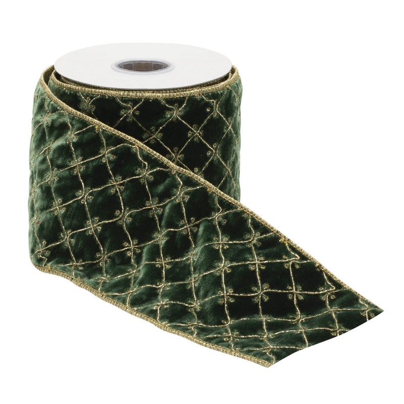 Melrose Ornate Diamond Pattern Wired Ribbon (Set of 2)