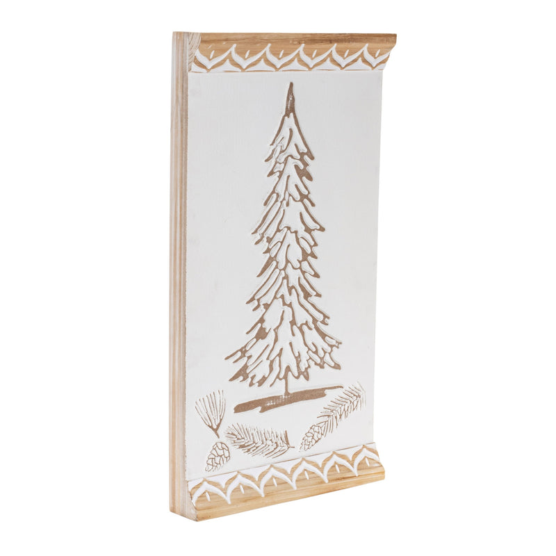 Melrose Carved Wood Pine Tree Wall Art 19"H