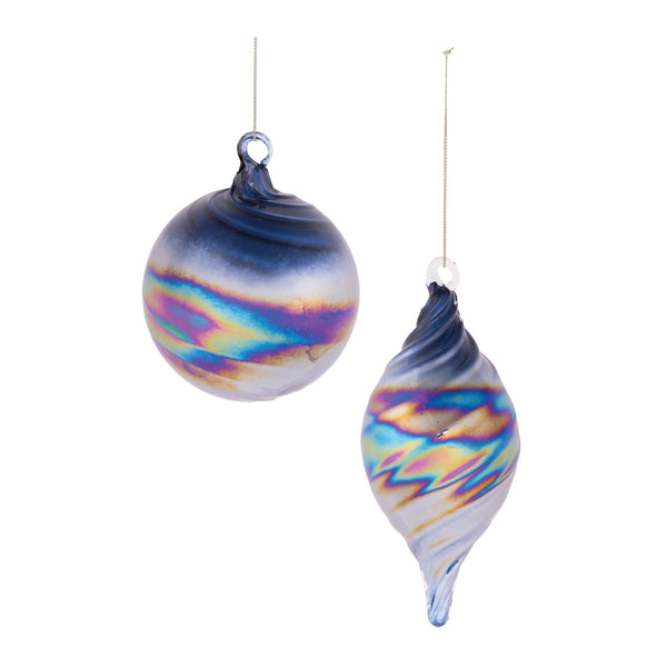 Melrose Iridescent Swirled Glass Ornament (Set of 12)