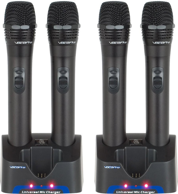 VocoPro UHR10 4 UHF Handheld Rechargeable Microphones with Charging Stations