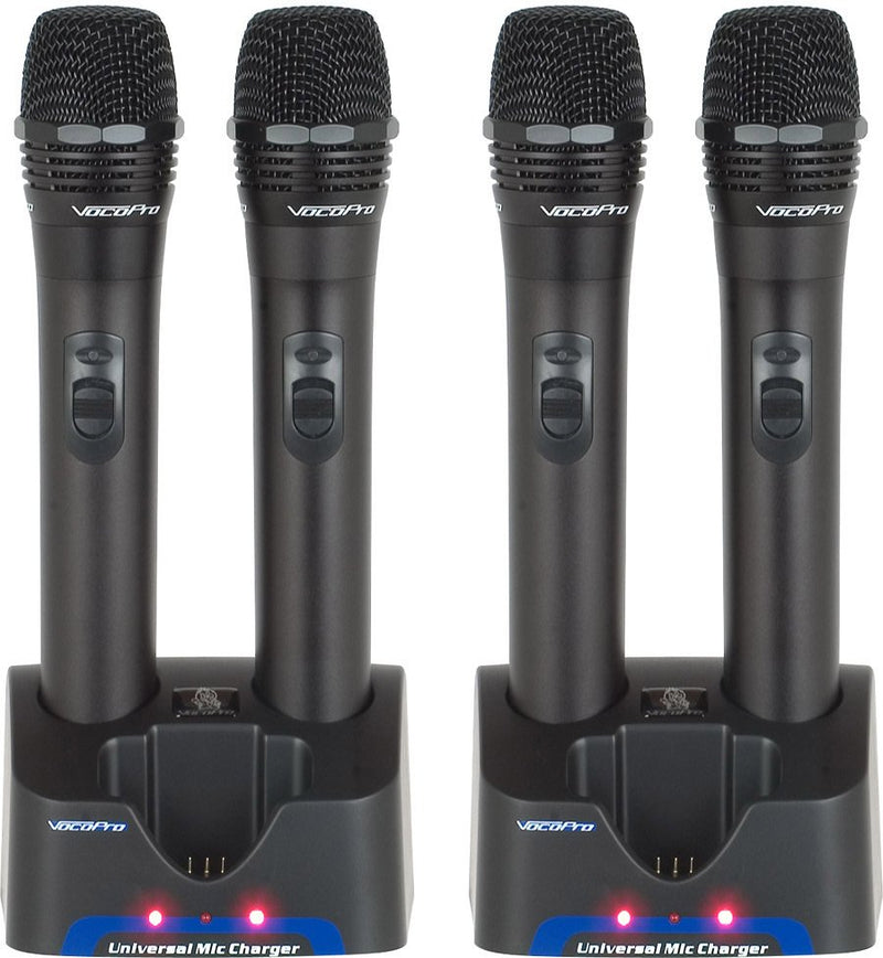 VocoPro UHR10 4 UHF Handheld Rechargeable Microphones with Charging Stations