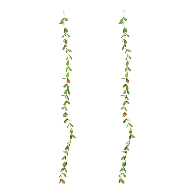Melrose Fabric Mistletoe String Garland (Set of 2)