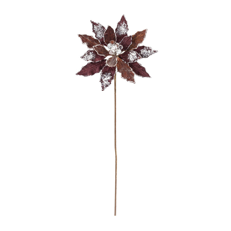 Melrose Glittered Poinsettia Flower Stem (Set of 2)