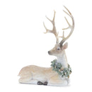Melrose Glittered Deer with Holly Wreath (Set of 2)